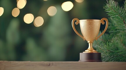 competitive Trophy and Award A close up of a trophy with engraved text, highlighting specific achievements, personalized awards, and commemorating significant milestones in a competitive journey.