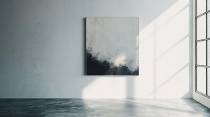 Obraz premium A striking minimalist art piece showcased against a minimalist wall, symbolizing simplicity and modern aesthetics.