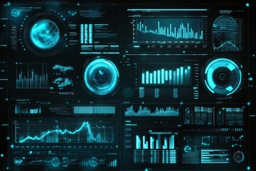 Obraz premium Data Analysis for Business and Finance Concept. Graphic interface showing future computer technology of profit analytic, online marketing research and information report for digital business strategy.