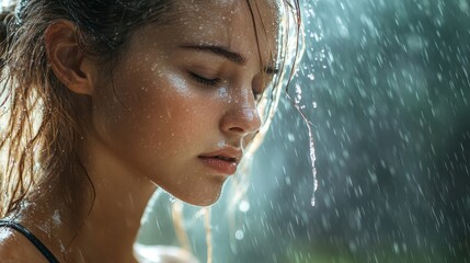 Fototapeta premium Weather. Woman Sweating Generative AI