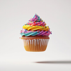 Colorful Cupcake with Dripping Chocolate and Sprinkles.