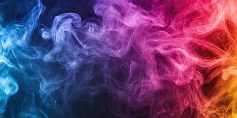 Obraz premium Colorful swirling smoke in blue, pink, and orange against a dark background creating an abstract vibrant texture for artistic backgrounds