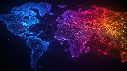 Global Network Connections Abstract World Map Visualization
