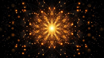 Obraz premium Golden Mandala: A Radiant Burst of Light and Intricate Design