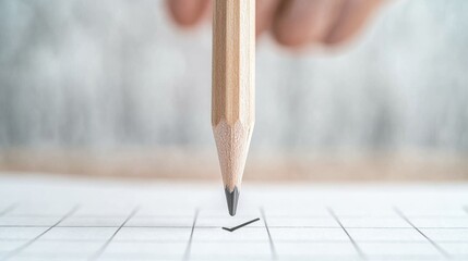 Pencil with Checkmark A pencil pointing to a checkmark on a calendar, marking a completed event or deadline.