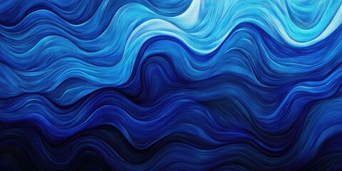 Abstract wavy patterns in varying shades of blue with fluid lines flowing horizontally creating a serene and calming visual effect