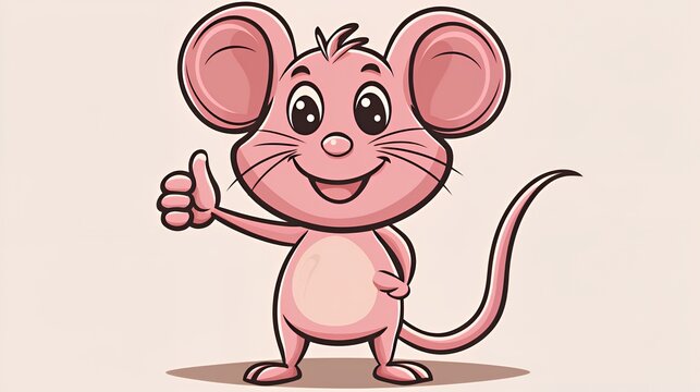 recommend clip art: Adorable Pink Mouse Giving Thumbs Up: A Cartoon Illustration