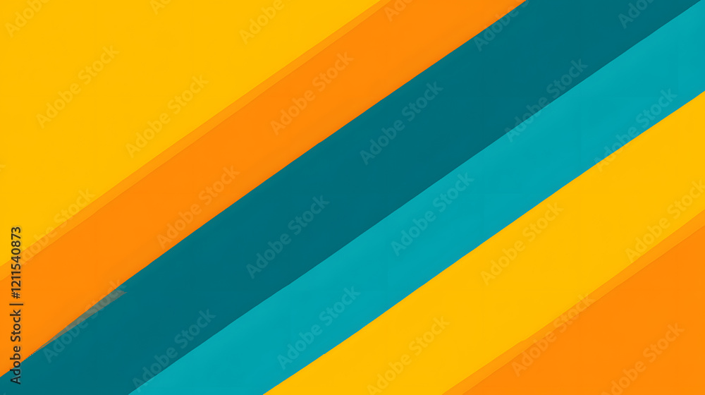 Poster A triangular flag with gradient stripes of yellow, orange, and turquoise, creating a modern look on a clear background 