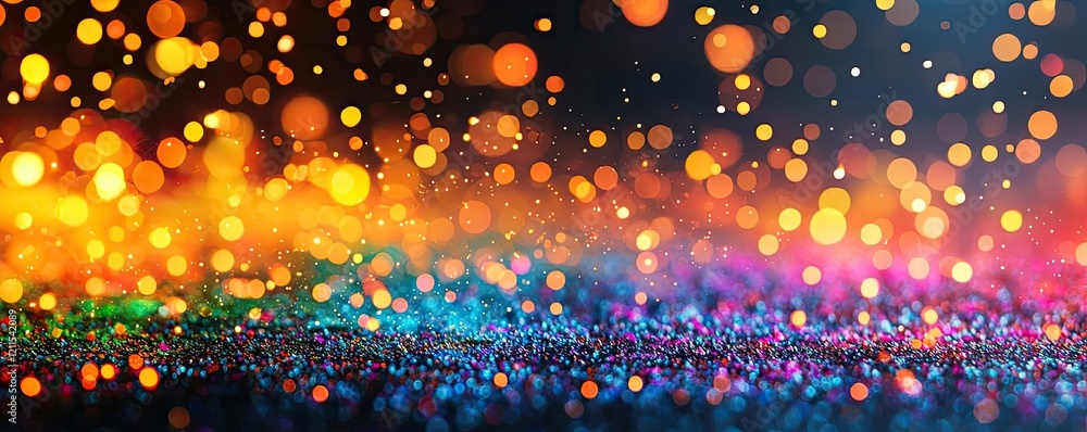Aufkleber rainbow holi idea. vibrant bokeh lights create a colorful abstract background of sparkling colors.