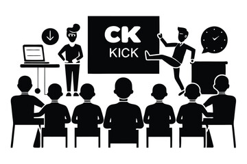 Fototapeta premium Silhouette of planning strategy meetings goal setting vector