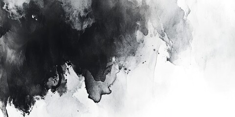 Fototapeta premium Monochrome black and white watercolor gradient background with soft textures flowing from the top left to bottom right for a smooth artistic effect