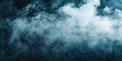 Flowing white smoke against a deep blue dark background with soft, wispy tendrils creating a mysterious and ethereal atmosphere.