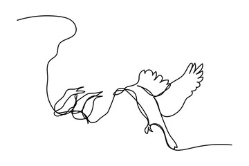 logo design continuous line bird feeding its chicks