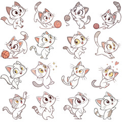 Obraz premium Cute cats vector illustration set. 