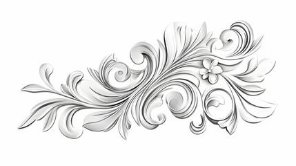 Ornate floral design element, perfect for invitations or decorative projects, isolated on white background