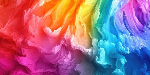 Fototapeta premium Colorful swirling abstract backdrop featuring vibrant reds, oranges, yellows, greens, blues, and purples flowing harmoniously across the image.