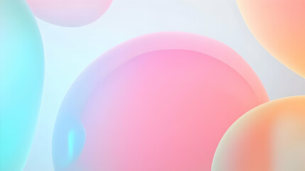 Pastel spheres floating, soft light background, website banner design