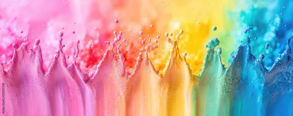 Poster rainbow holi idea. vibrant splashes of paint create a colorful abstract design bursting with energy.