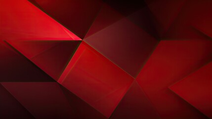 Abstract geometric shapes in deep red tones create a modern, dynamic visual effect.