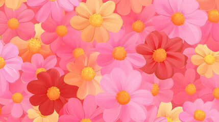 Pink and orange flower background; floral design for websites, cards, and prints