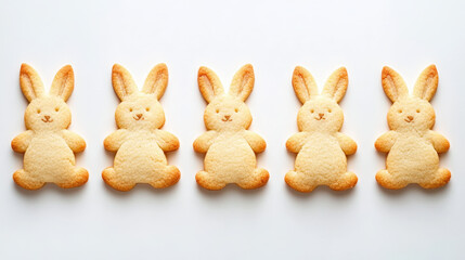 Obraz premium Bunny Shaped Cookies in a Row