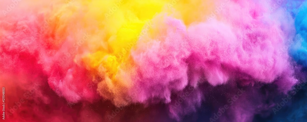 Poster rainbow holi idea. colorful powder explosion creating a vibrant, artistic background with dynamic pa