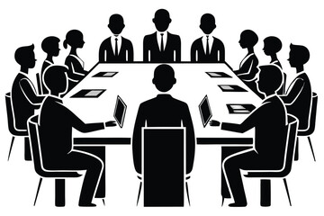 Silhouette of planning strategy meetings goal setting vector black color solide white colour background