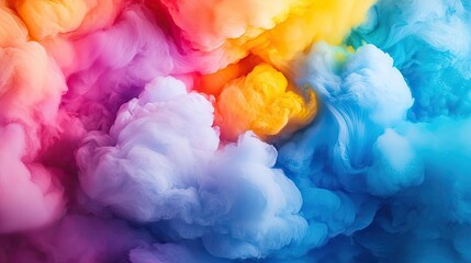 Fototapeta premium Rainbow holi idea. Vibrant clouds of colored smoke swirling together in a beautiful abstract pattern.