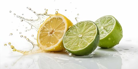 lime slices with water splash