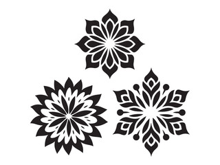 set of snowflakes on white