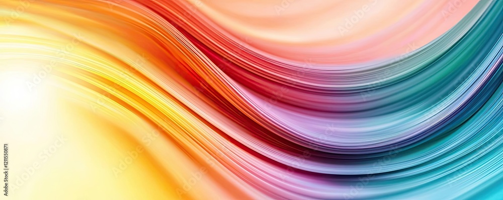 Poster rainbow holi idea. vibrant abstract waves blend colors in a dynamic visual composition.