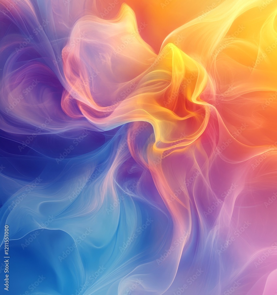 Poster mixing colors digital background with smooth flow, generative ai