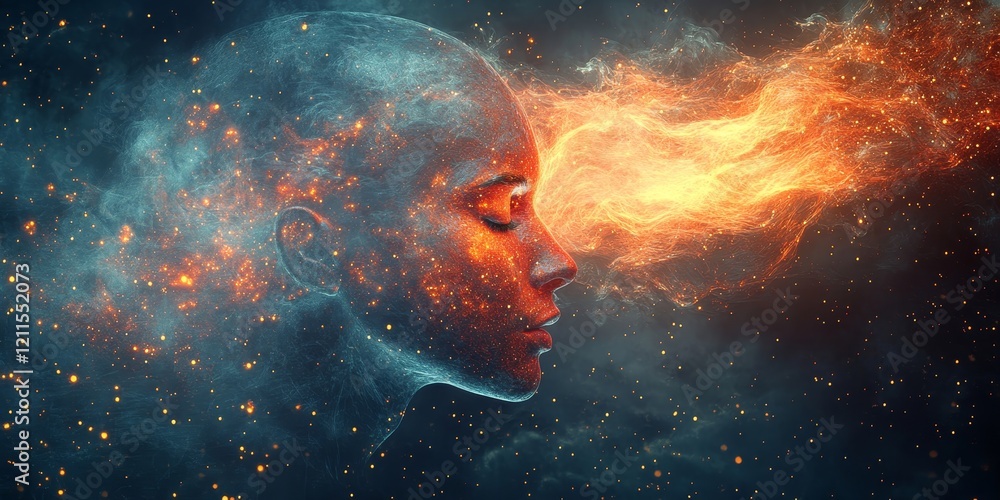Poster idea concept image with abstract digital design, generative ai
