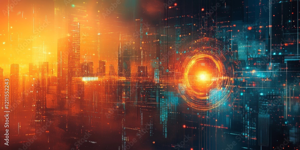 Aufkleber idea concept image with abstract digital design, generative ai
