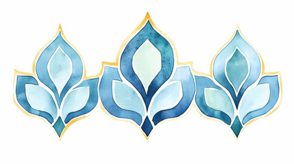 Obraz premium Teal and gold floral watercolor design, decorative element, isolated on white background, for website or print