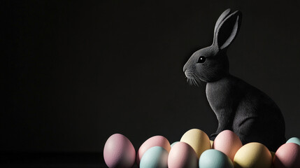 Black Bunny with Easter Eggs


