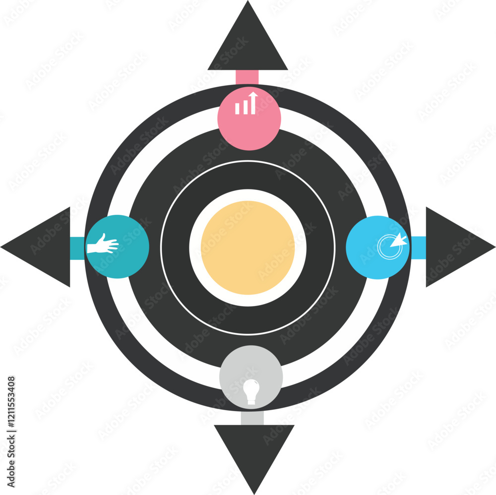 Leinwandbilder infographic template with multiple elements with arrows and place for your text and icons, workflow,