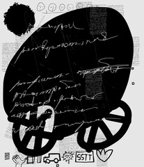 Symbolic image of an egg on wheels