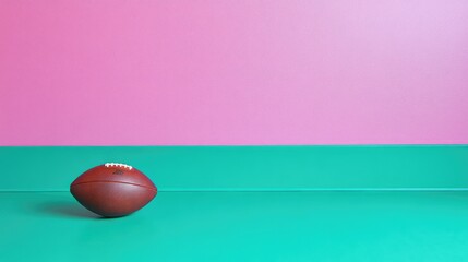 Stylish football against vibrant pink and teal backdrop