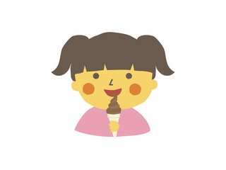 チョコレート味のソフトクリームを食べる女の子
