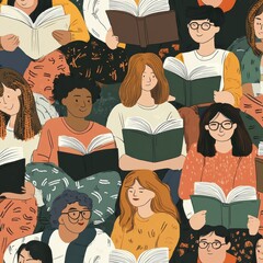 Cozy learning community students engaged in literature and digital illustration