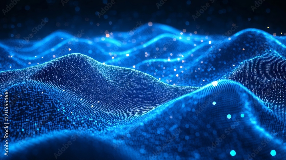 Poster abstract blue digital background with fluid effects, generative ai