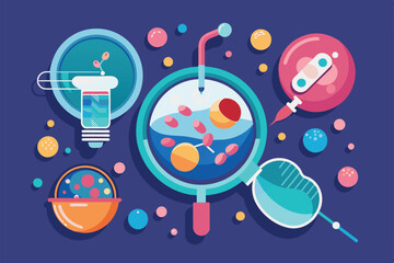 Obraz premium Illustrates various aspects of in vitro fertilization methods and tools within a laboratory context In vitro fertilization Customizable Flat Illustration