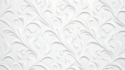 White embossed floral wall texture background, ideal for design projects