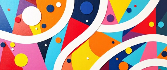 Painting with geometric shapes made with acrylic paint as abstract background