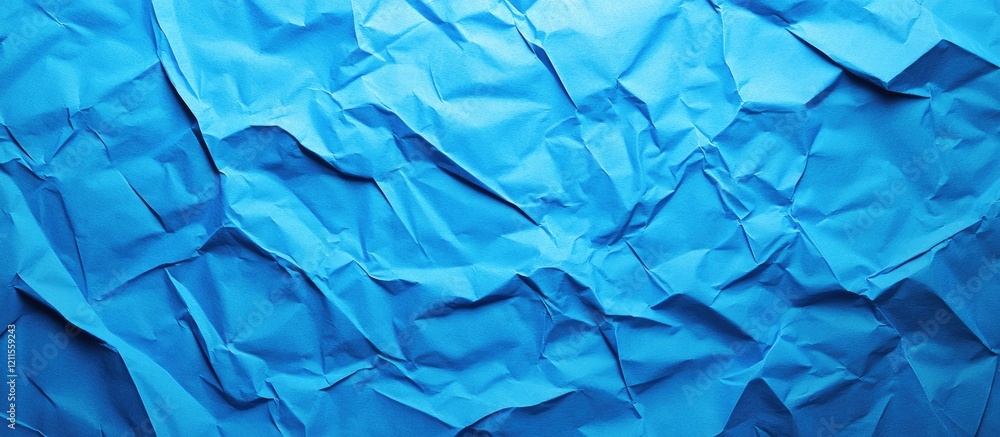 Aufkleber vibrant blue crumpled paper texture background featuring dynamic folds and shadows ideal for enhanci