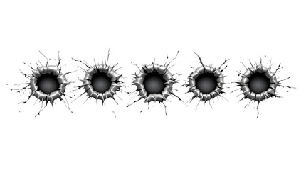 Metal bullet holes, transparent png file