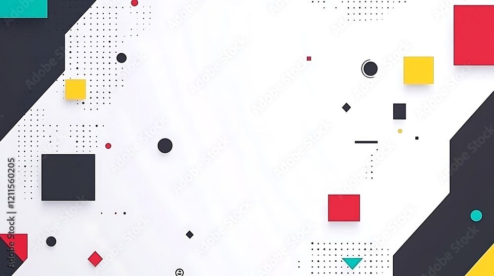 Poster abstract geometric design featuring colorful shapes and dots
