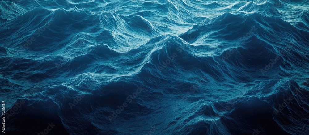 Poster dark blue wave patterns create a serene and calming underwater scene with gentle movement and textur