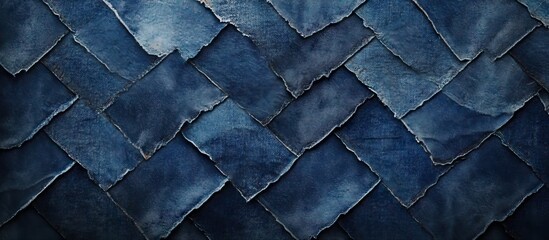 Distressed vintage denim background with dark blue chevrons and textured stripes ideal for card flyer artwork and banner design